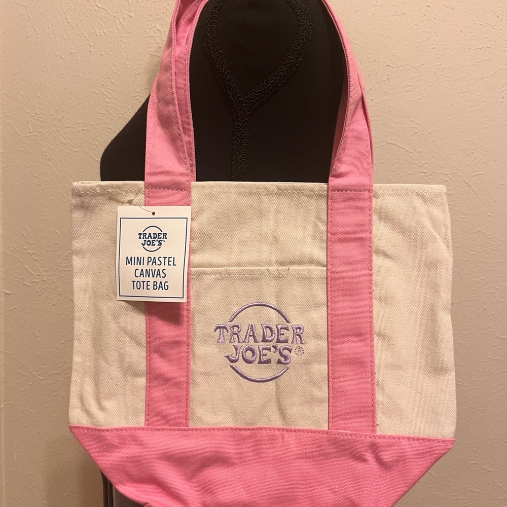 Pink and Cream Canvas Tote Bag